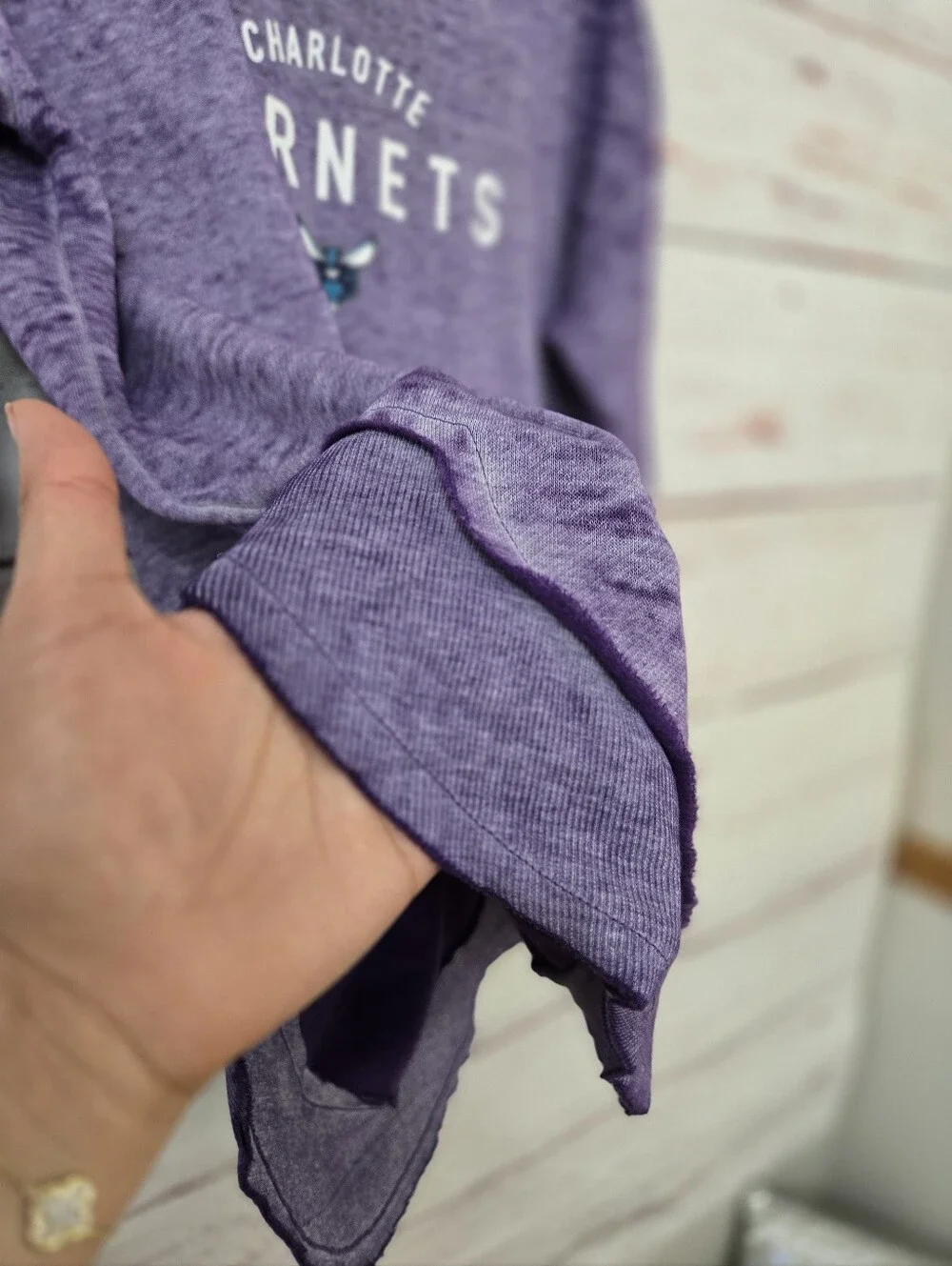 NWOT Charlotte Hornets Purple Burnout Sweatshirt Womens Large NBA Pullover - Picture 5 of 16